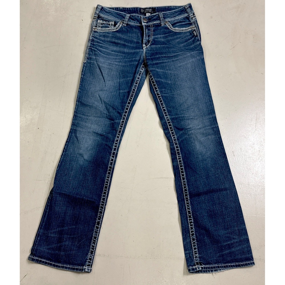 Silver Jeans Women 30x33 Blue Suki Mid Flare Super Stretch Medium Wash Denim